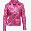 Sex/Life Sarah Shahi Pink Leather Jacket