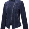 Womens Suede Leather Motorcycle Jacket