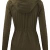 Women's Zip Up Military Green Hooded Jacket with Drawstring