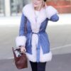 BBC Studios Laura Whitmore Blue Fluffy Shearling Coat