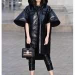 Gemma Chan Black Leather Coat