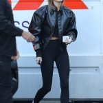 Hailey Bieber Bomber Leather Jacket