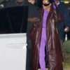 Kim Kardashian Walnut Brown Leather Overcoat