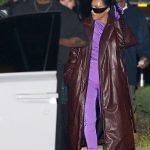 Kim Kardashian Walnut Brown Leather Overcoat