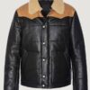 Mens Modern Look Leather Puffer Jacket