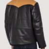 Mens Modern Look Leather Puffer Jacket with Shearling Collar