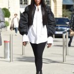 Naomi Campbell Cropped Bomber Jacket