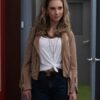 Ted lasso Keeley Jones Juno Temple Brown Suede Biker Leather Jacket