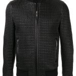 Textured Bomber Leather Jacket Mens