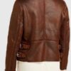 Women's Brown Leather Motorcycle Shearling Jacket