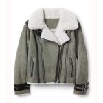 Elena Grey Suede Leather Shearling Jacket