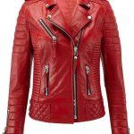 Elina Motorcycle Red Quilted Jacket Women