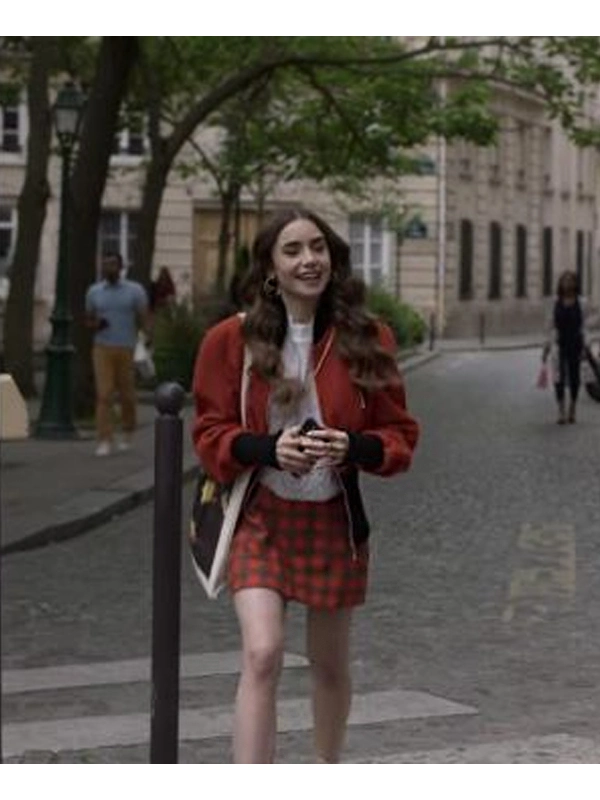 Emily in Paris S02 Lily Collins Orange Bomber Jacket