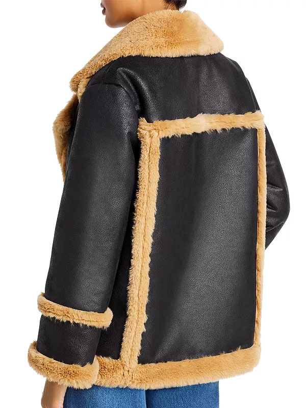 Katherine Black Leather Shearling Jacket