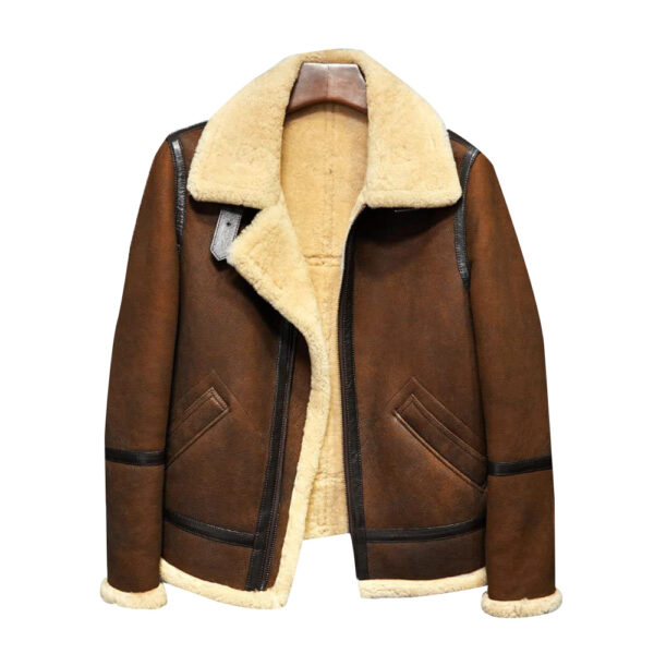 Men's B3 Shearling Brown Leather Aviator Jacket - JacketsJunction