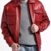 Red Leather Bomber Jacket