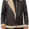 Mens Brown Shearling Bomber Jacket