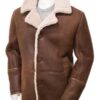 Men's Brown Leather Shearling Coat