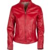 Women's Real Leather Cafe Racer Jacket