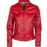 Women's Real Leather Cafe Racer Jacket