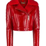 Lainey Lamb Skin Cropped Red Leather Jacket Women