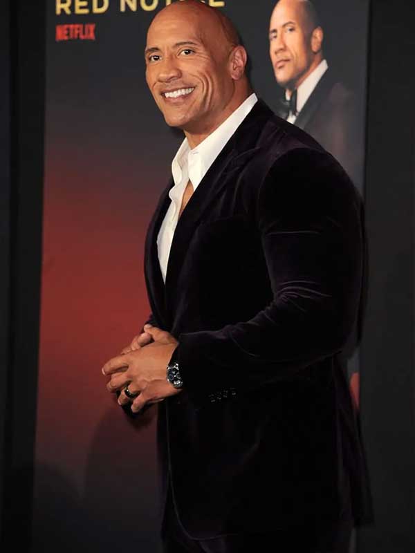 Red Notice Premiere Dwayne Johnson Velvet Blazer