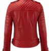 Motorcycle Red Leather Quilted Jacket