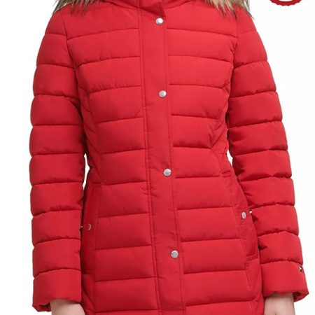 Women Red Coat With Fur Hood 450x450 