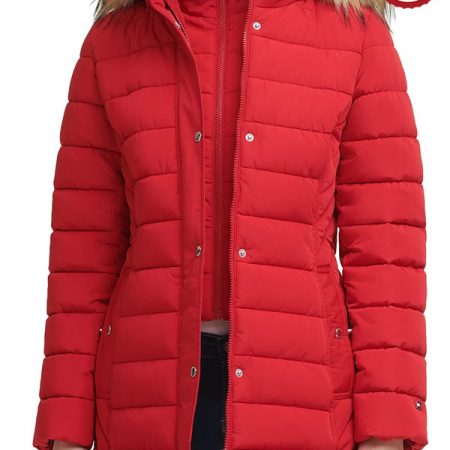 Women Red Winter Coat With Fur Hood 450x450 