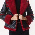 Women's Aviator Pilot Style Red Shearling Jacket