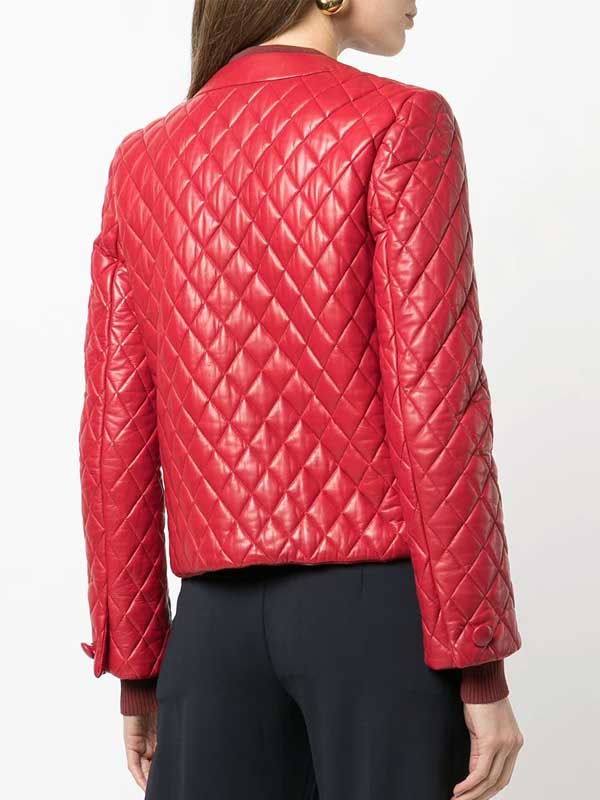 Women's Lambskin Quilted Red Jacket