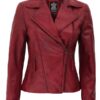 Women's Red Asymmetrical Slim Fit Jacket