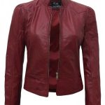 Women's Red Lambskin Fitted Leather Jacket