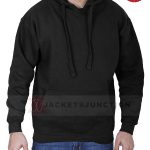 Unisex Black Pullover Kangaroo Hoodie