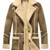 Mens Reacher Style Brown Sheepskin Leather Coat