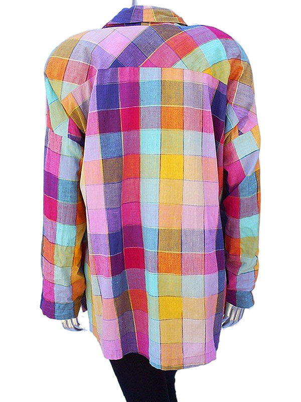 And Just Like That Carrie Bradshaw Rainbow Check Shirt Jacket