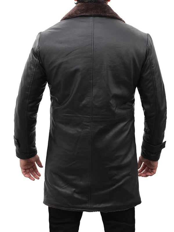 Mens Leather Shearling Black Coat | Mens Black Leather Coat