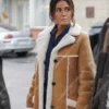 Superman And Lois Emmanuelle Chriqui Brown Suede Shearling Coat