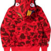 Bape Shark Head Red Unisex Hoodie