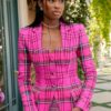 Bel-Air Hilary Banks Plaid Pink Blazer