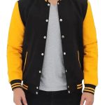 Mens Black and Yellow Bomber Jacket