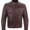 Mens Leather Biker Brown Jacket