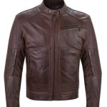 Men's Brown Leather Biker Jacket