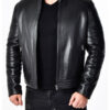 Mens Padded Leather Biker Jacket