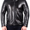 Men's Padded Leather Biker Jacket Front