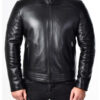 Mens Padded Leather Biker Jacket Front