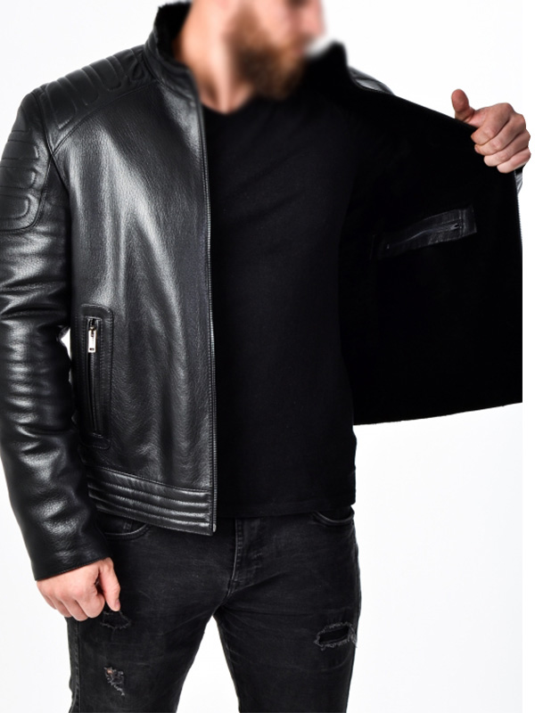 Mens Padded Leather Biker Jacket Inner