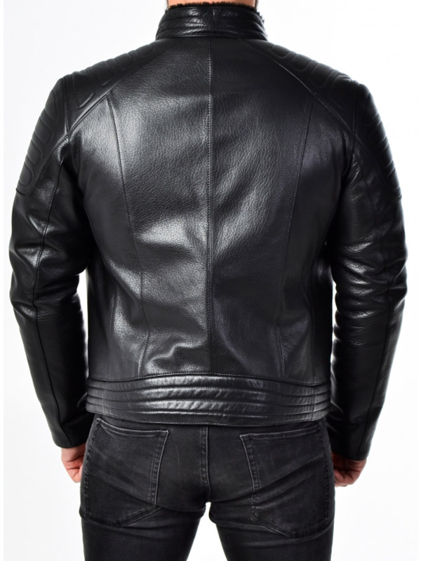 Mens Padded Leather Biker Jacket Vack