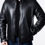 Men's Sheepskin Black Leather Biker Jacket