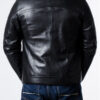 Men's Sheepskin Black Leather Biker Jacket Back